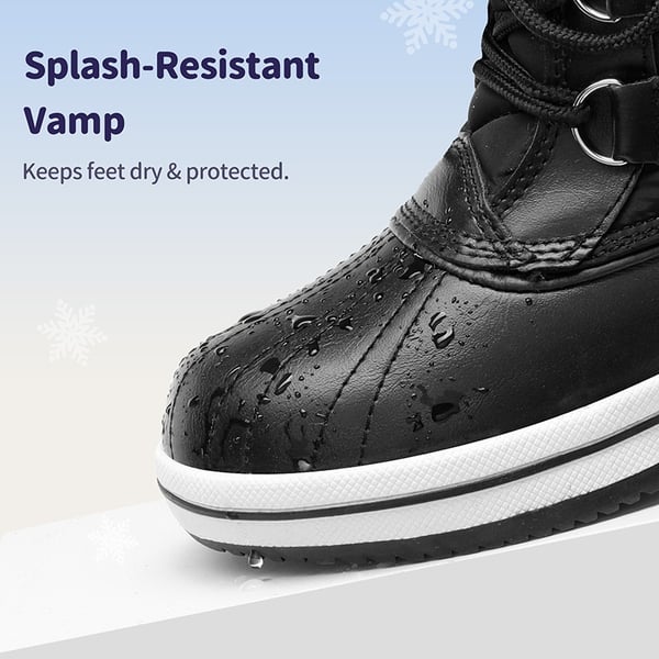 Kids Faux Fur Winter Snow Boots - BLACK - 1