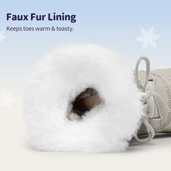 Kids Faux Fur Winter Snow Boots - OFF-WHITE - 2