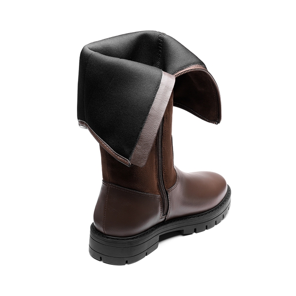 Kids Buckle Knee High Riding Boots - BROWN - 3