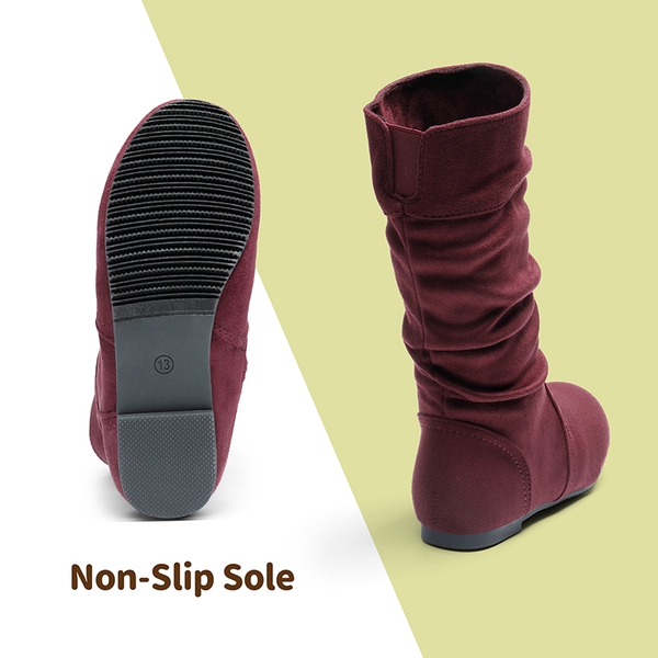 Girls Knee High Boots - BURGUNDY - 2