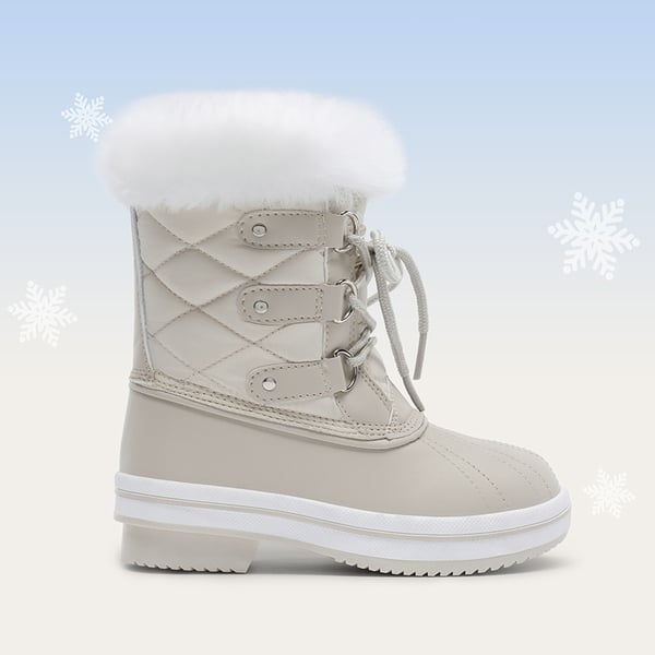 Kids Faux Fur Winter Snow Boots - OFF-WHITE - 4