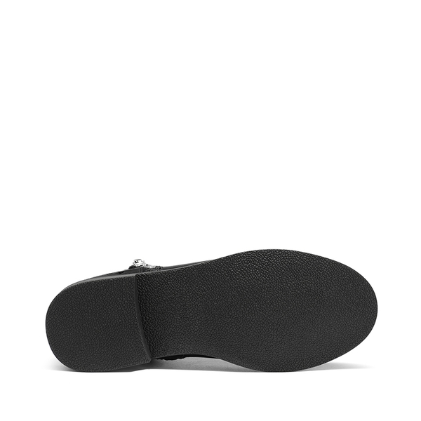 Kids Side Zipper Low Heel Ankle Boots - BLACK PU - 5