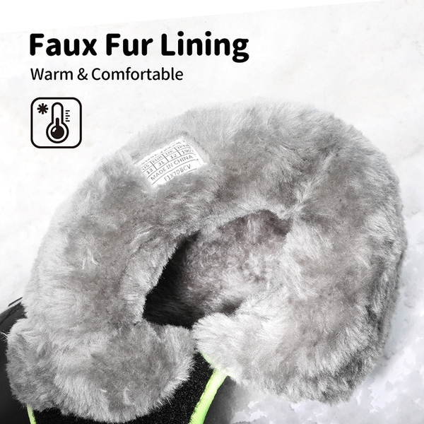 Kids Waterproof Faux Fur Snow Boots - BLACK - 2