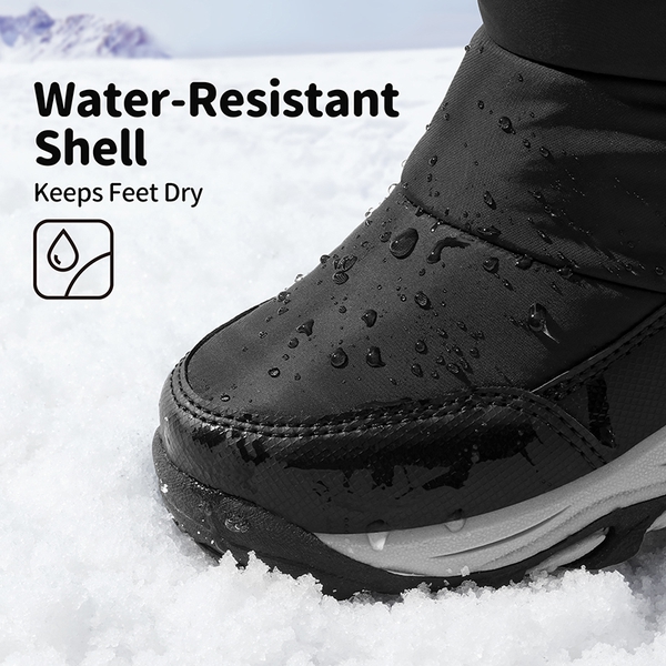 Kids Waterproof Faux Fur Snow Boots - BLACK - 3