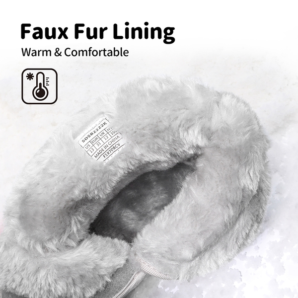 Kids Waterproof Faux Fur Snow Boots - GRAY WHITE RED - 2