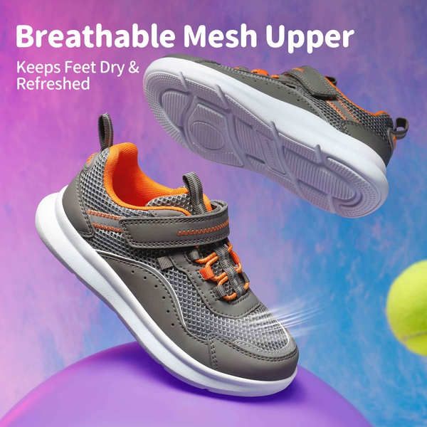 Kids Athletic Running Tennis Sneakers - GREY ORANGE - 3