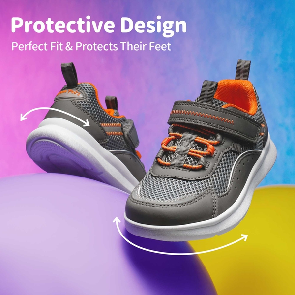 Kids Athletic Running Tennis Sneakers - GREY ORANGE - 2