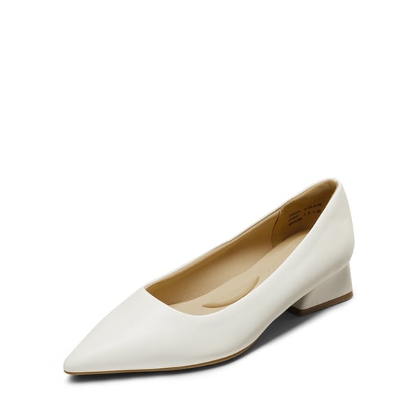 [Stand All Day Pumps] Adina Pointed Toe Low Heel Comfort Pumps - WHITE PU -  0