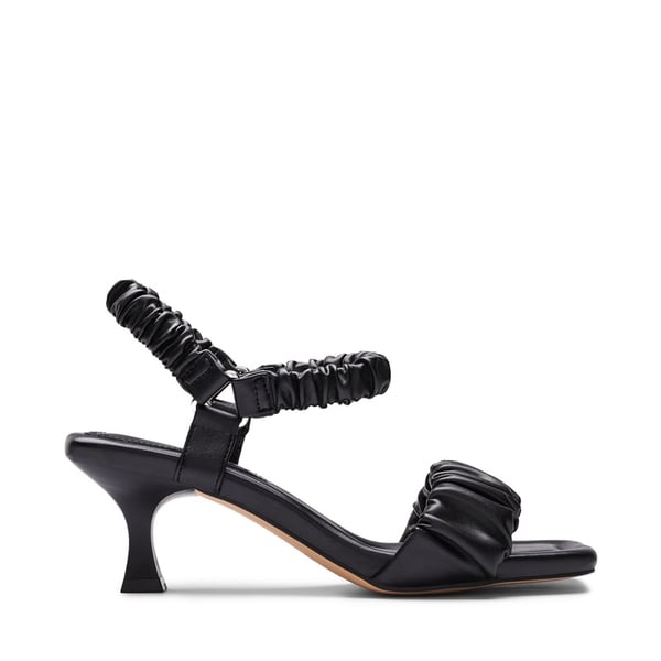 [Wonder Cloud] Aphrodite Ruched Square Toe Kitten Heel Sandals - BLACK - 2