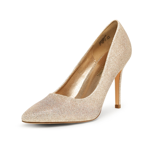 Stiletto Pointed Toe Pumps - GOLD GLITTER -  0