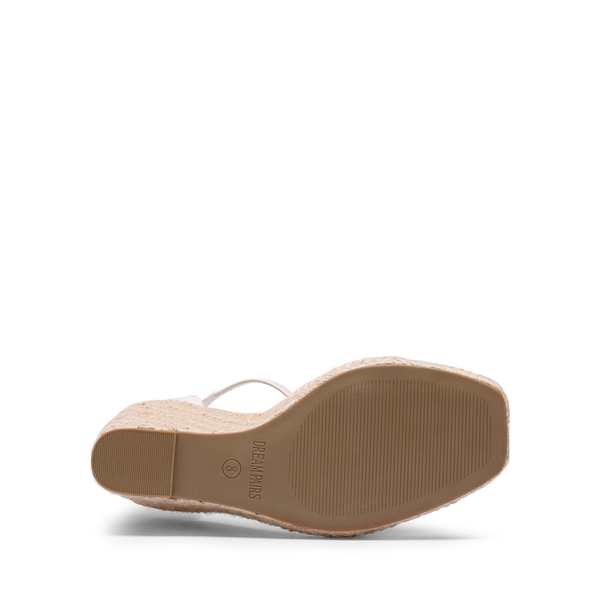 Espadrilles Square Toe Wedge Sandals - WHITE - 3