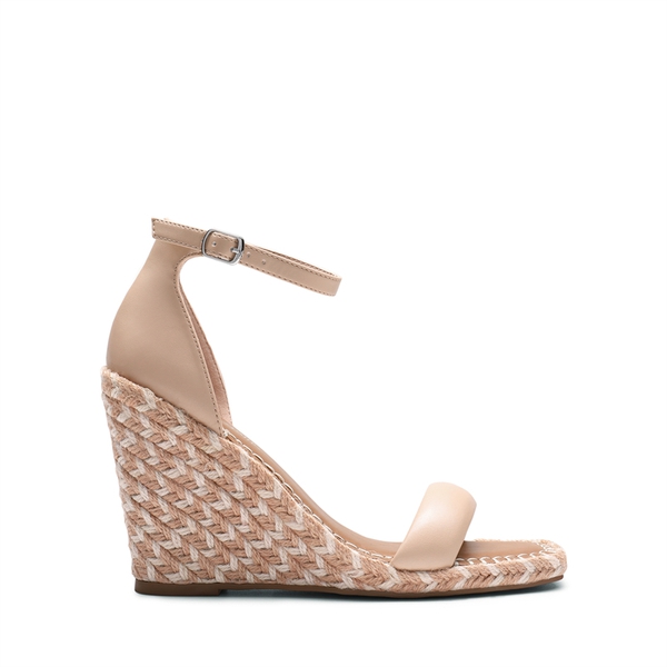 Espadrilles Square Toe Wedge Sandals - NUDE PINK - 2