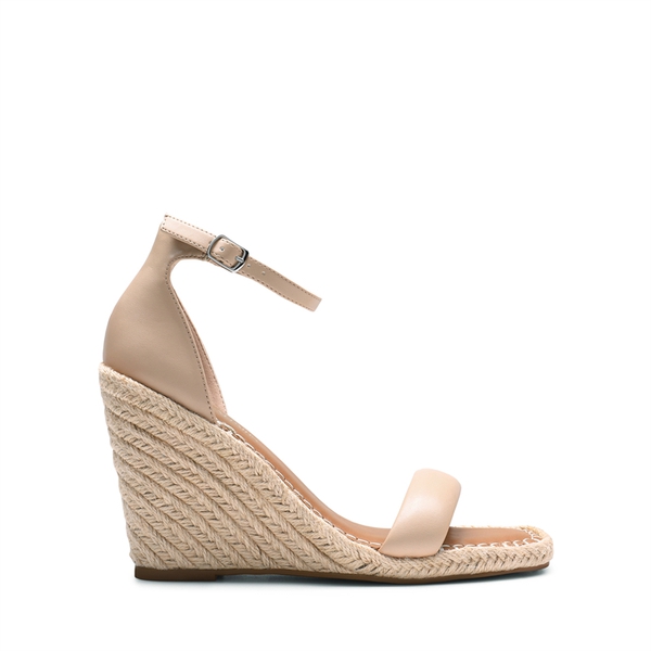 Espadrilles Square Toe Wedge Sandals - NUDE - 2