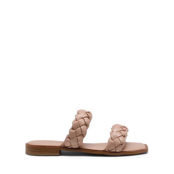 Two Straps Square Toe Braided Flat Sandals - PINK - 2