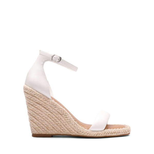Espadrilles Square Toe Wedge Sandals - WHITE - 2