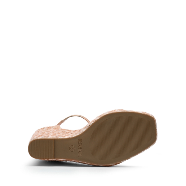 Espadrilles Square Toe Wedge Sandals - NUDE PINK - 4