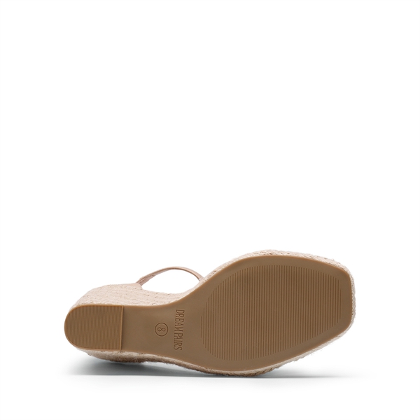 Espadrilles Square Toe Wedge Sandals - NUDE - 4