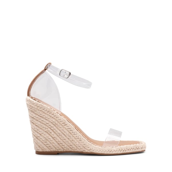 Espadrilles Square Toe Wedge Sandals - CLEAR - 2