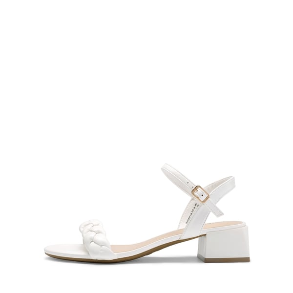 Ankle-Strap Chunky Braided Heel Sandals - WHITE - 2