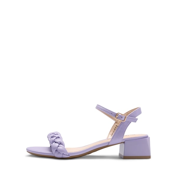 Ankle-Strap Chunky Braided Heel Sandals - PURPLE - 2
