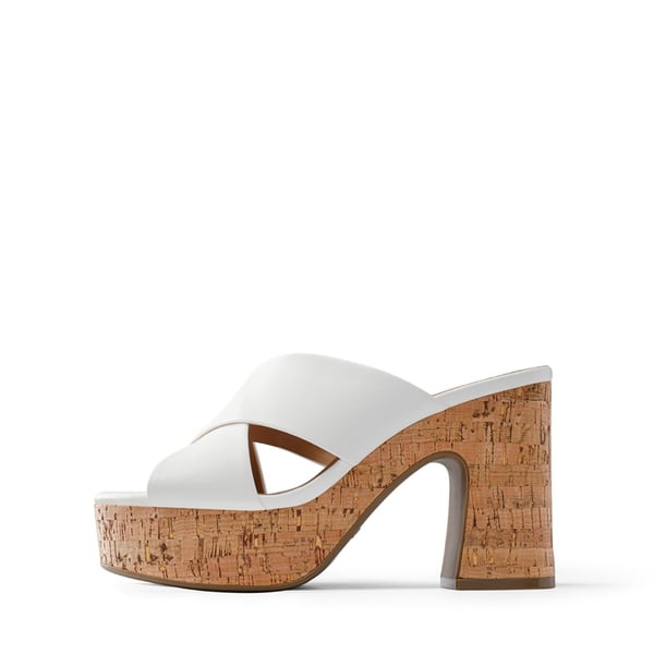 Criss Cross Wedge Platform Sandals  - WHITE - 3