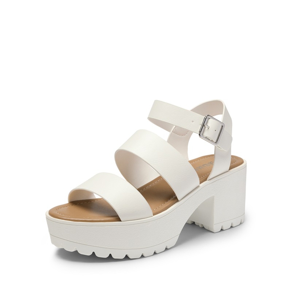 Buckle Strap Chunky Platform Sandals - WHITE -  0