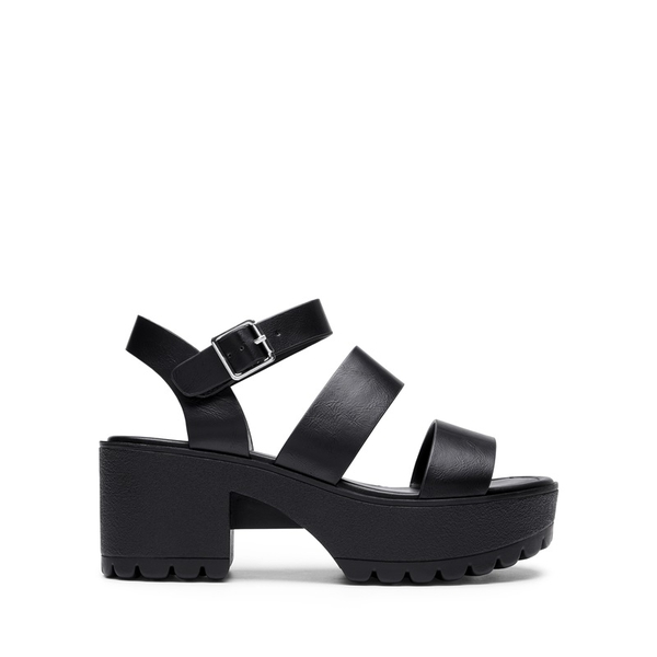 Buckle Strap Chunky Platform Sandals - BLACK - 2