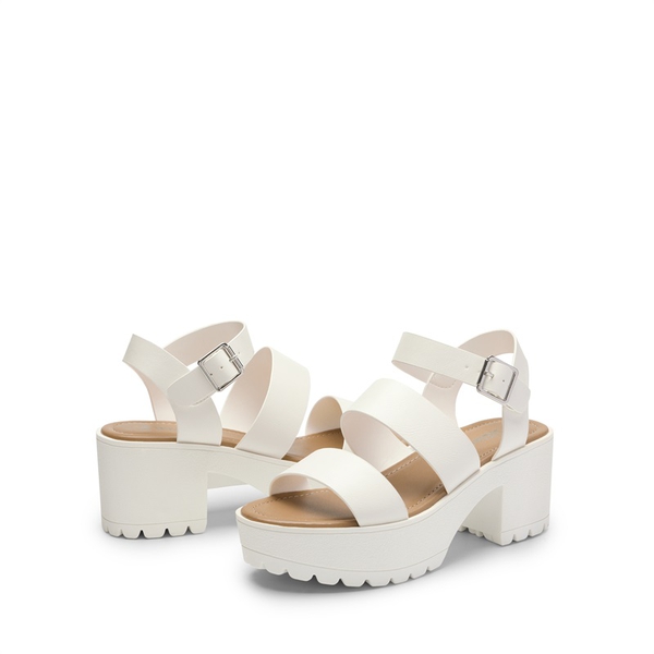 Buckle Strap Chunky Platform Sandals - WHITE - 2