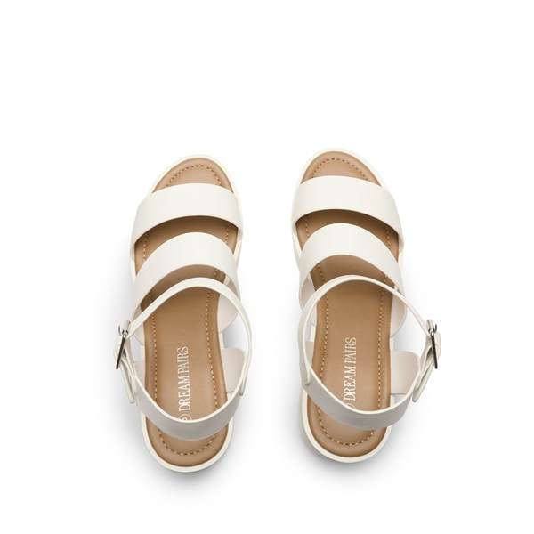 Buckle Strap Chunky Platform Sandals - WHITE - 3