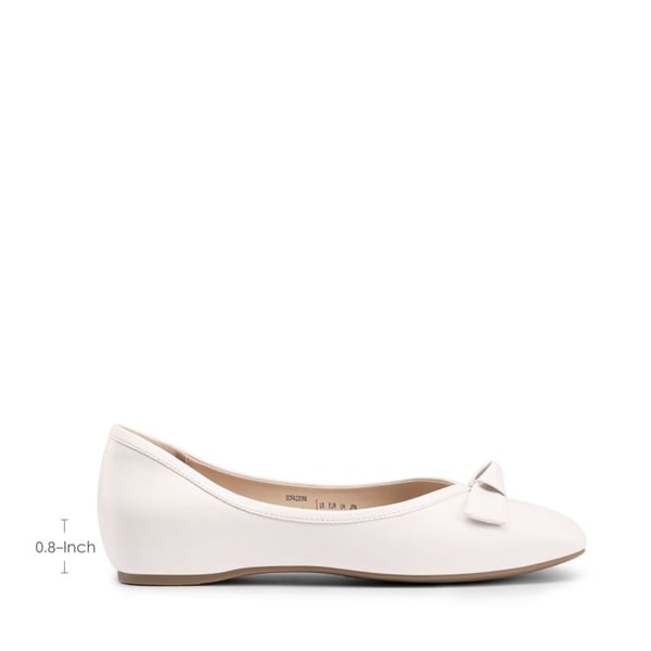 Square Toe Low Wedge Bow Flats - WHITE - 2