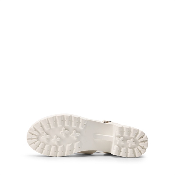 Buckle Strap Chunky Platform Sandals - WHITE - 4