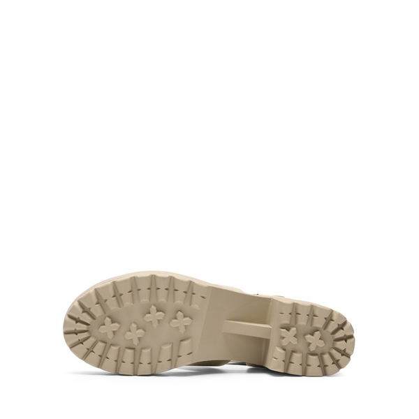 Buckle Strap Chunky Platform Sandals - BEIGE - 4