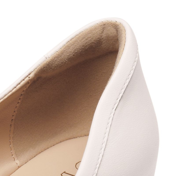 Square Toe Low Wedge Bow Flats - WHITE - 4