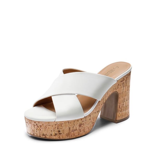Criss Cross Wedge Platform Sandals  - WHITE -  0