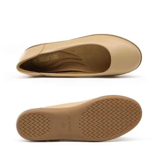 Comfortable Round Toe Ballet Flats - NUDE - 2