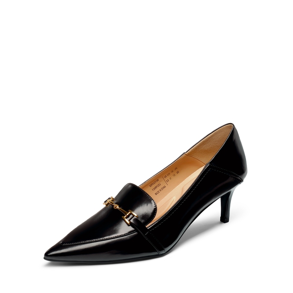 Horsebit Detail Pointed Toe Kitten Heel Pumps - BLACK PU -  0