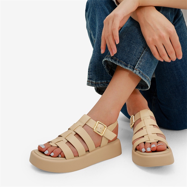 Soft Cushion Gladiator Platform Sandals - NUDE - 1