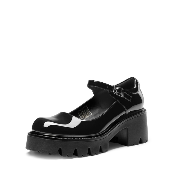 Platform Round Toe Ankle Strap Pumps - BLACK -  0