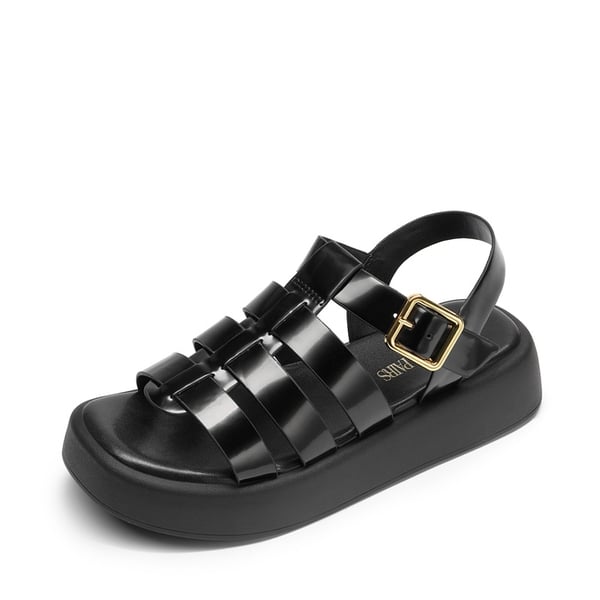Soft Cushion Gladiator Platform Sandals - BLACK -  0