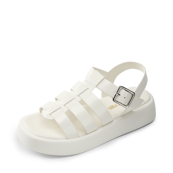 Soft Cushion Gladiator Platform Sandals - WHITE -  0