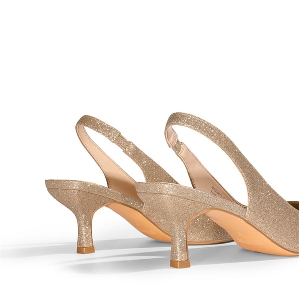 Pointed Toe Slingback Kitten Heel Pumps - GOLD GLITTER - 4