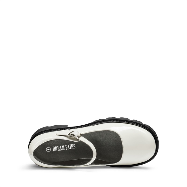 Platform Round Toe Ankle Strap Pumps - WHITE - 3