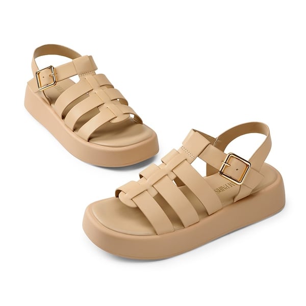 Soft Cushion Gladiator Platform Sandals - NUDE - 4