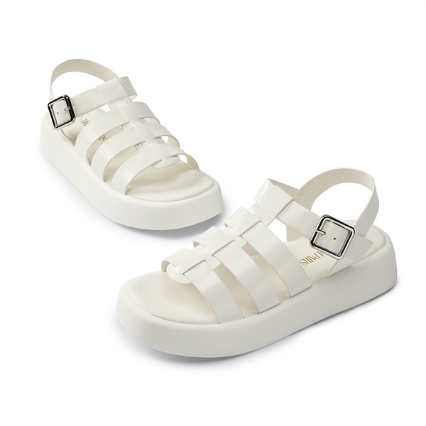 Soft Cushion Gladiator Platform Sandals - WHITE - 4