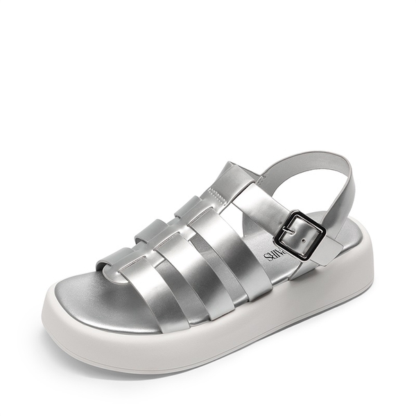 Soft Cushion Gladiator Platform Sandals - SILVER -  0