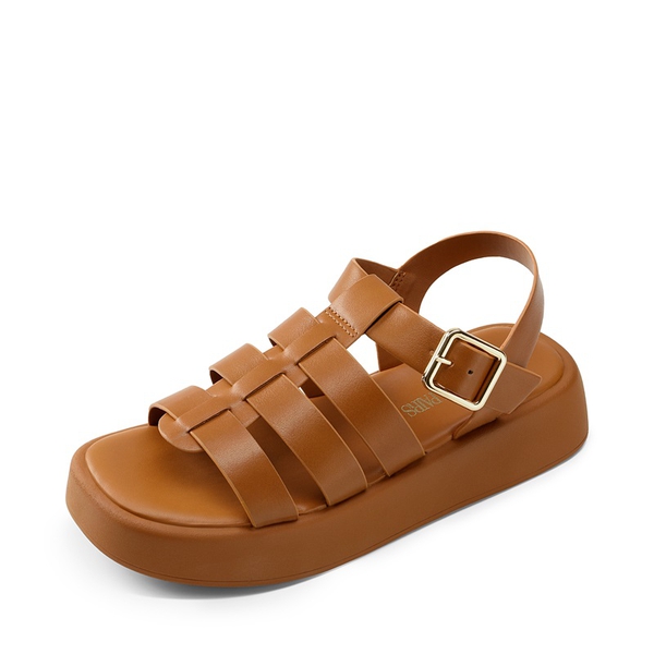 Soft Cushion Gladiator Platform Sandals - BROWN -  0