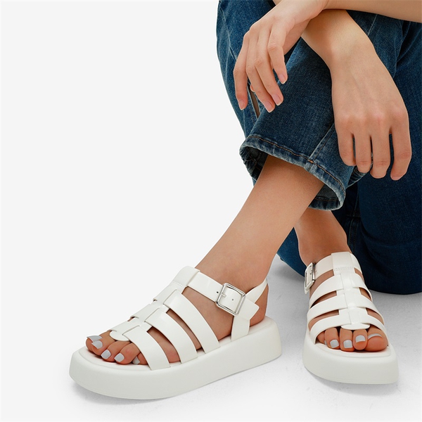 Soft Cushion Gladiator Platform Sandals - WHITE - 1