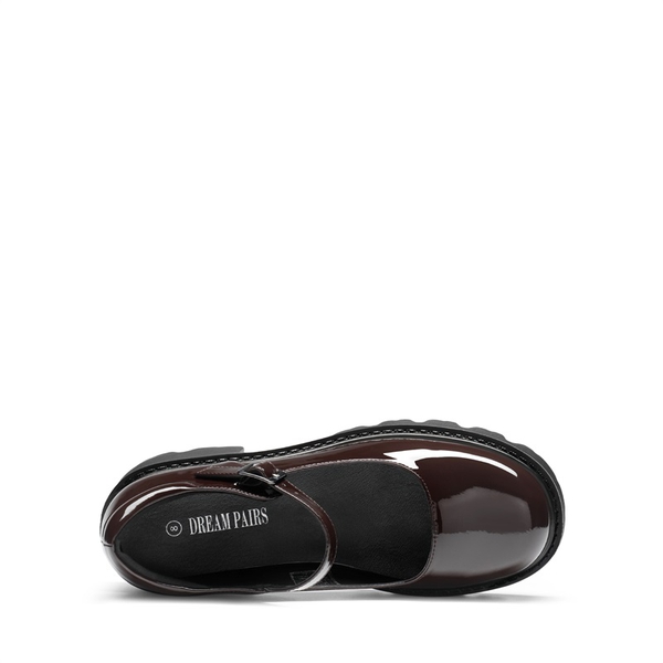 Platform Round Toe Ankle Strap Pumps - BROWN - 3