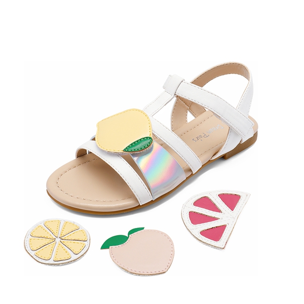 [Fun Mix- Fruity] Girls DIY Interchangeable Fruit Accessories Sandals - WHITE -  0