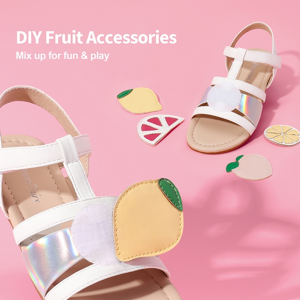 [Fun Mix- Fruity] Girls DIY Interchangeable Fruit Accessories Sandals - WHITE - 2